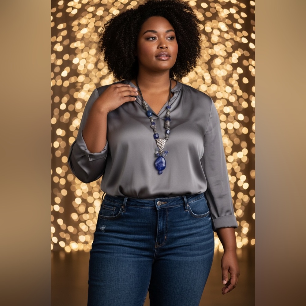 Chico's Blue and Silver Statement Necklace